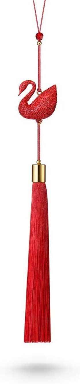 Swarovski Crystal Asian Symbols Red Swan Tassel Ornament